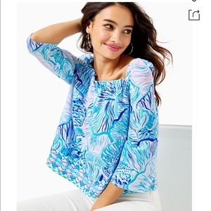 NWT Lizzie Top in Bermuda Blue Fishful Thinking Engineered Top size Medium